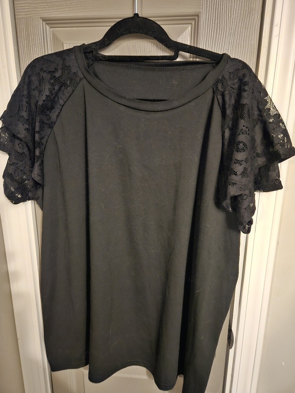 ** Black Lace Sleeve Women’s Top **